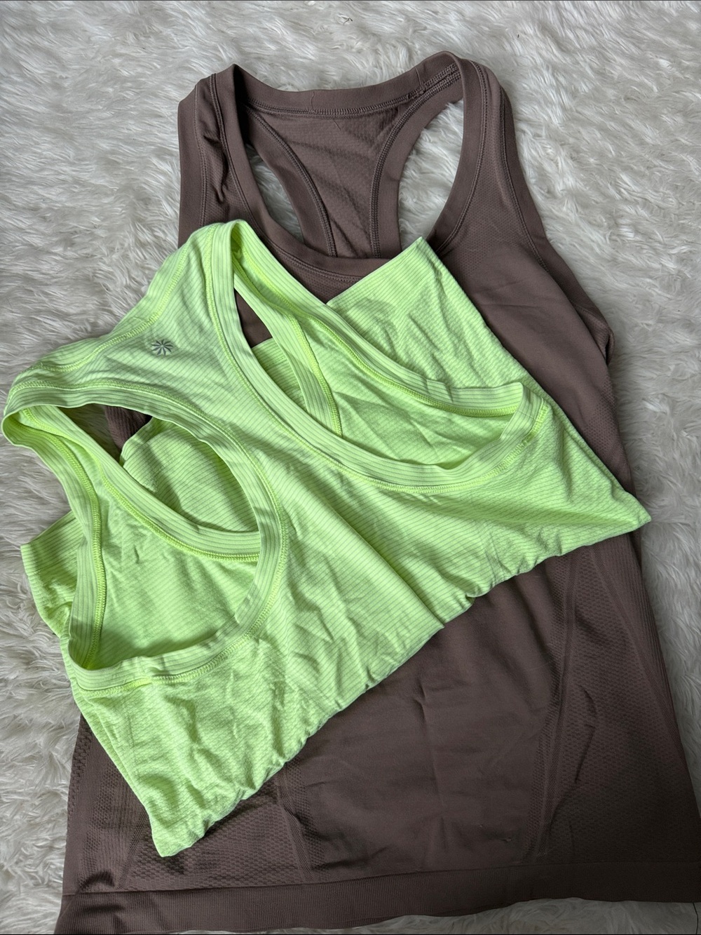 Athleta Momentum Flex Tank Bundle - Neon Green & Brown